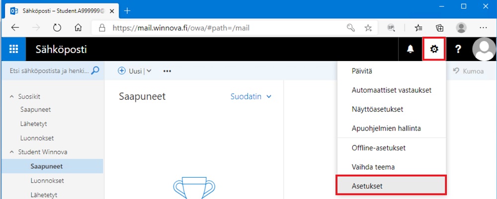 webmail asetukset