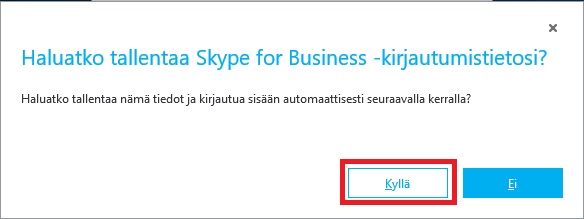 Skype for Business käynnistys ja kirjautuminen