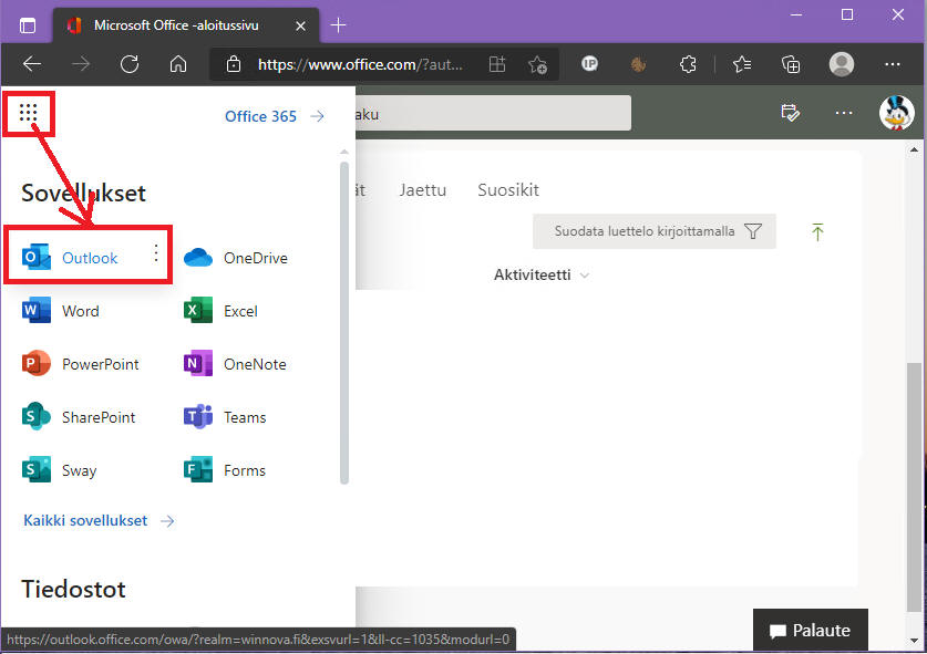 Outlookin kynnistminen