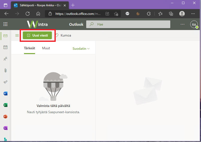 Uuden viestin aloittaminen webmailissa